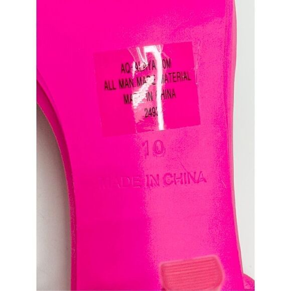 AQUA Sandals Womens Size 10 Square Toe Pink Raffia Detail Slip On Heel NEW - Picture 7 of 9